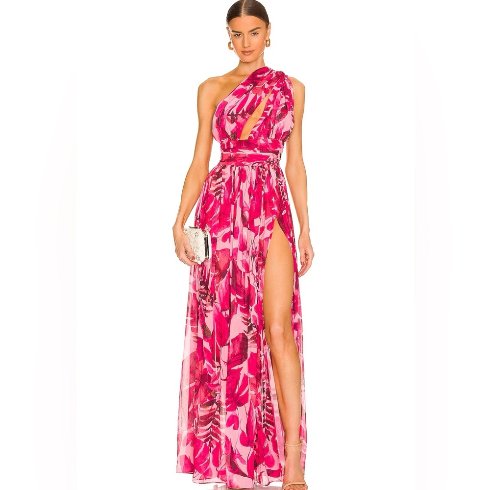 Bronx & Banco Fuschia Pink Camilla One-Shoulder Maxi Dress